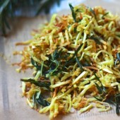 Japanese sweet potato fries with fried rosemary