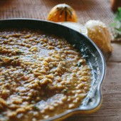 Carnival squash & sage barley risotto with maple butter